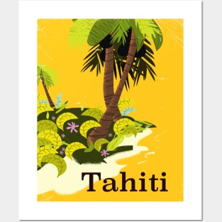 Tahiti vintage style travel poster Posters and Art